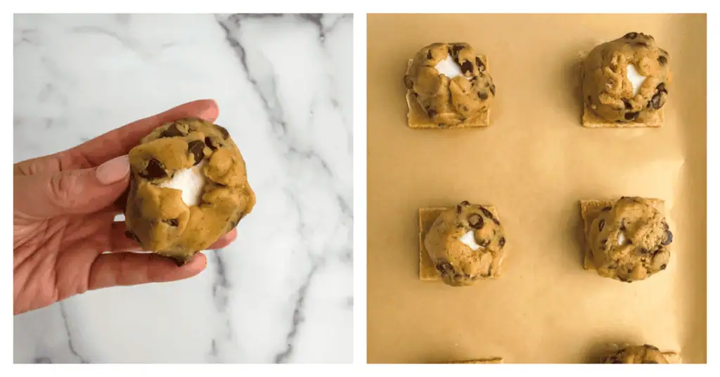 cookie dough folded around a marshmallow