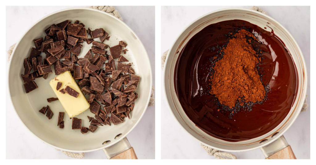 chocolate and butter and cocoa melted together