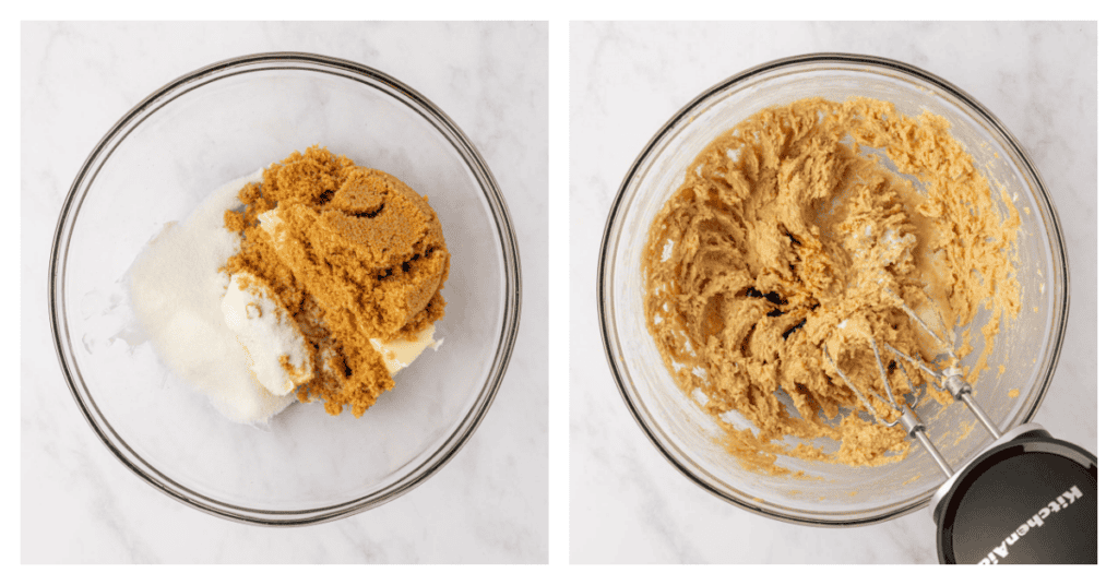 sugars and butter creamed together