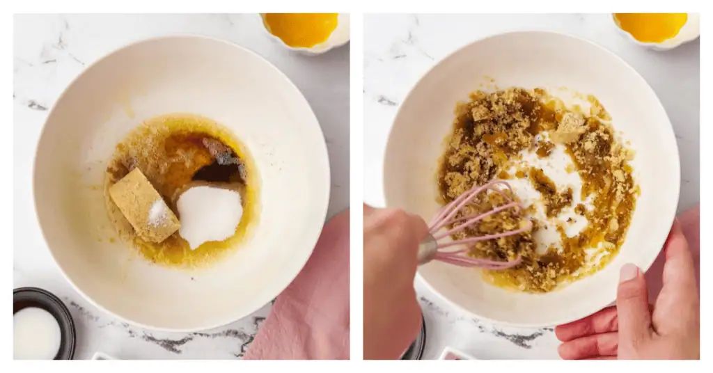butter and sugars whisked together