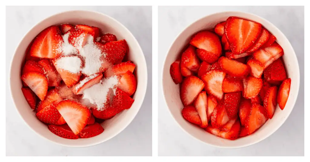 strawberries macerating in sugar