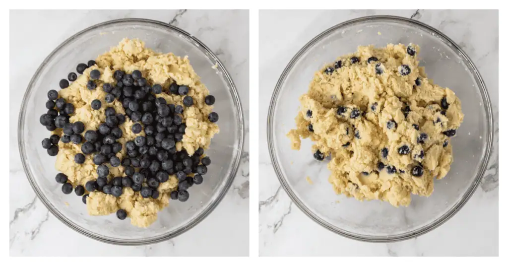 blueberries folded into the cookie dough