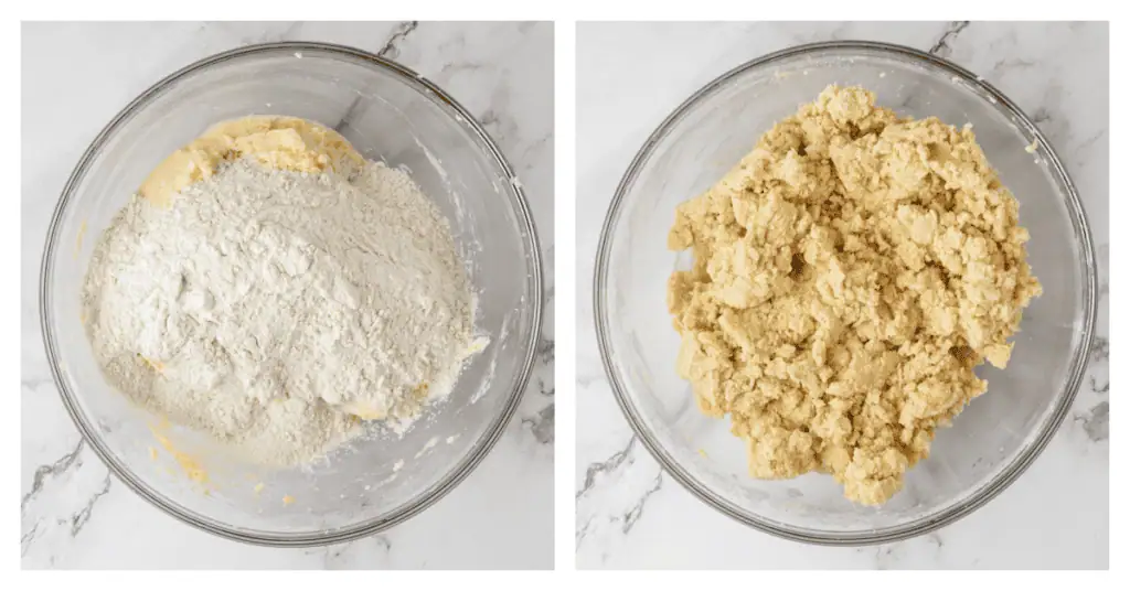 dry ingredients added to the dough
