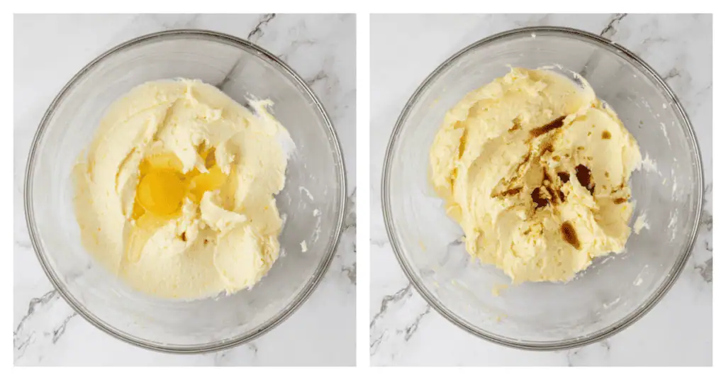 egg and vanilla added to the dough