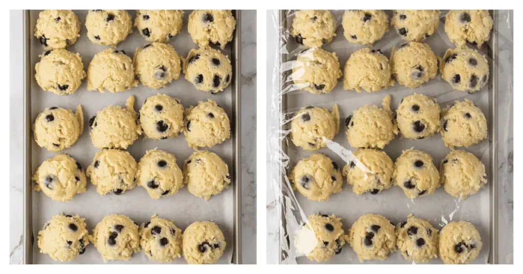 cookie dough balls scooped and chilled