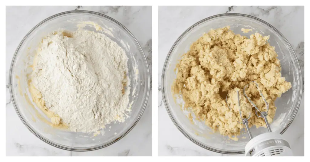 dry ingredients added to cookie dough
