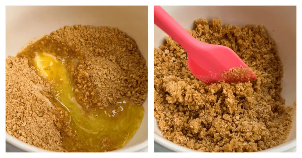 melted butter stirred into the graham cracker crust mixtur