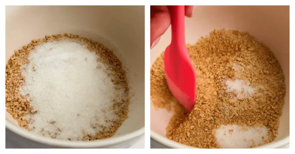 graham cracker crumbs and sugar stirred together