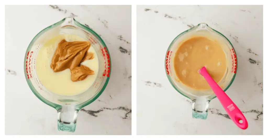 peanut butter and condensed milk stirred together