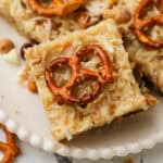 pretzel magic bars on a plate