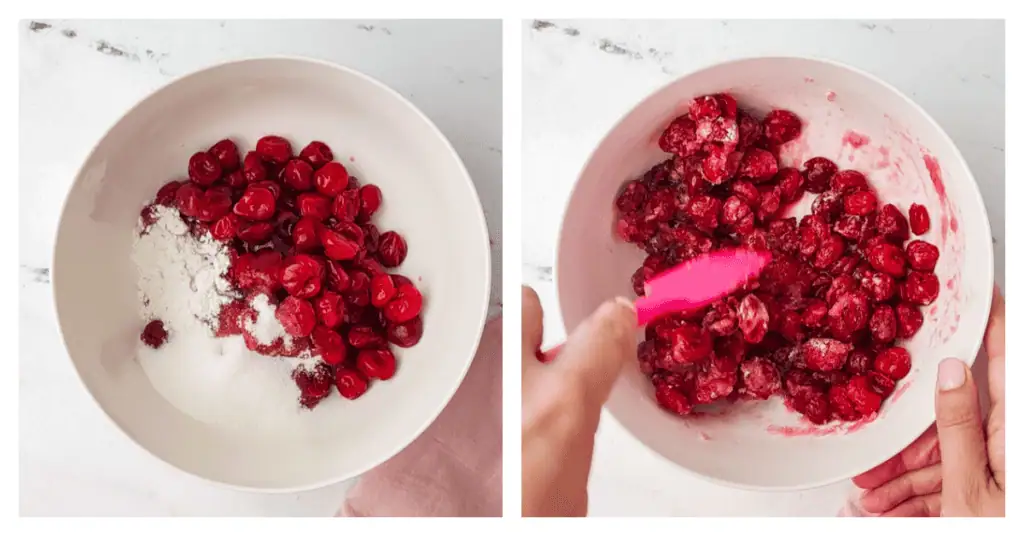 cherry cobbler fruit filling stirred together