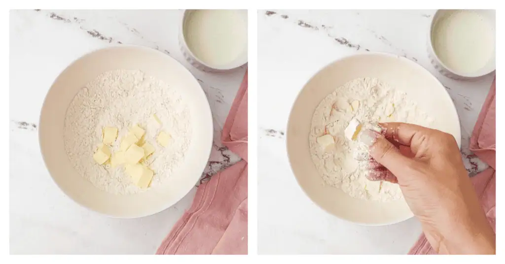butter squished into the biscuit mixture