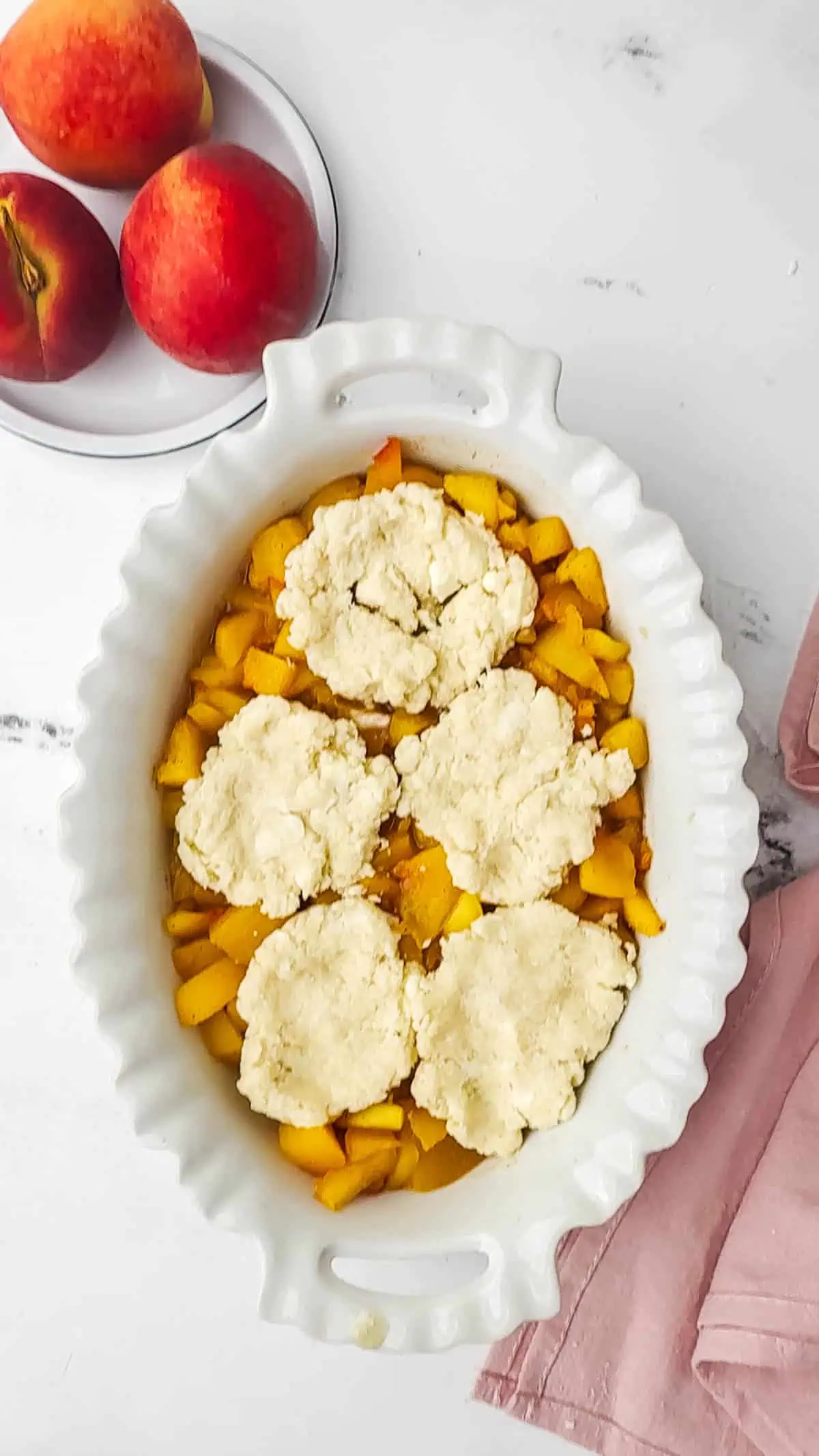 unbaked peach cobbler