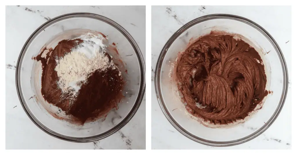 dry ingredients added to cookie dough