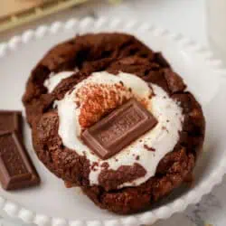 two smores brownie cookies on a plate