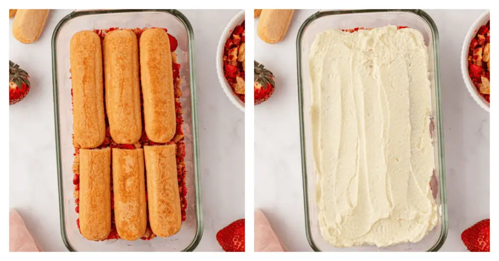 another layer of lady fingers and mascarpone layered into the dish
