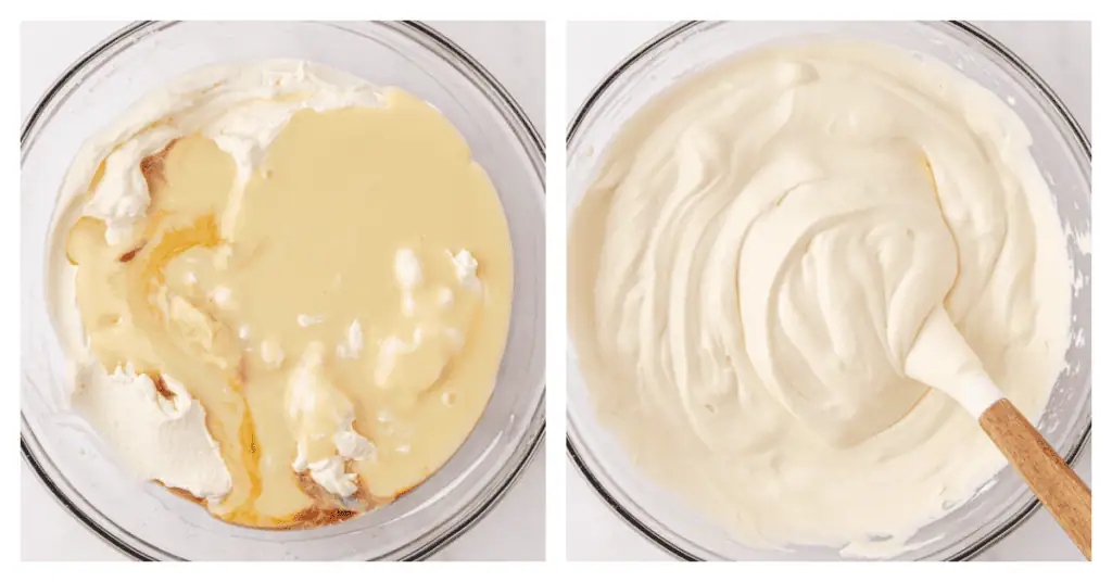 condensed milk, vanilla, salt, folded into whipped cream