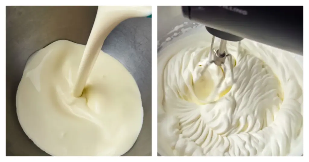 whip cream whipped to soft peaks