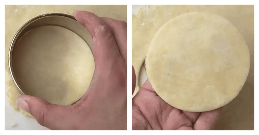 cutting out circles of pie dough