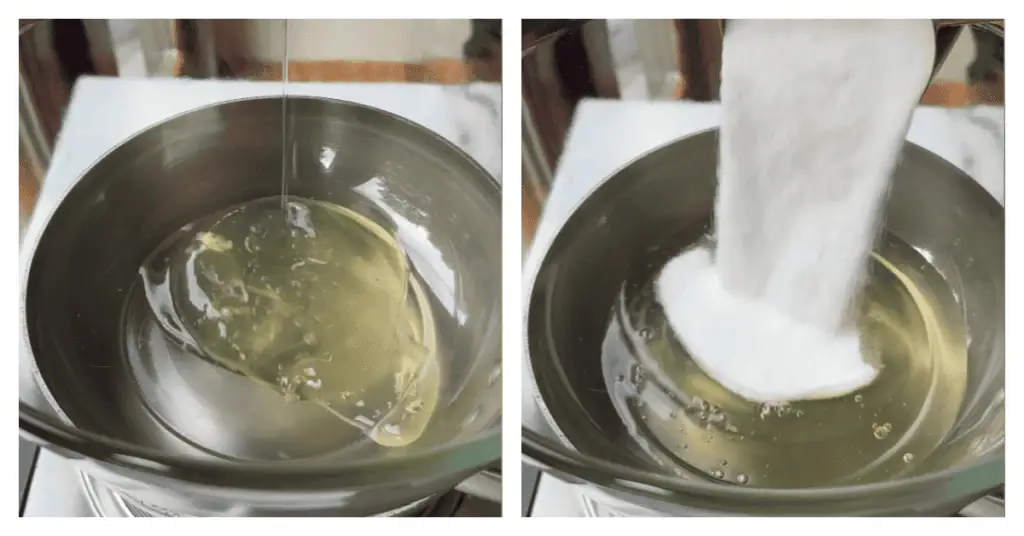 egg whites, sugar and cream of tartar added to a double boiler