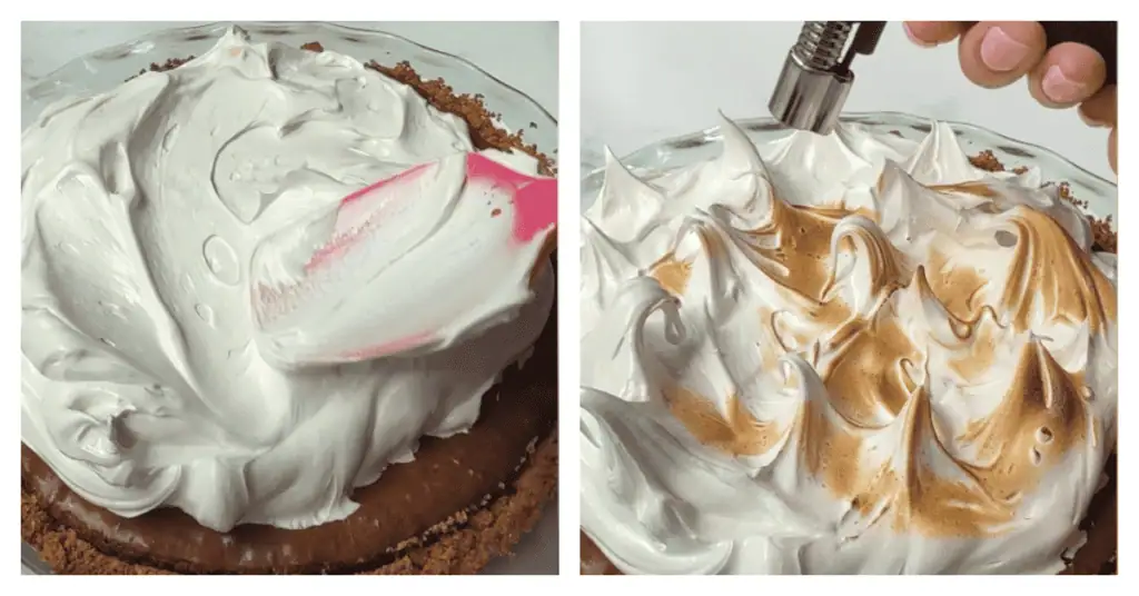 meringue piled on top of the pie and torched