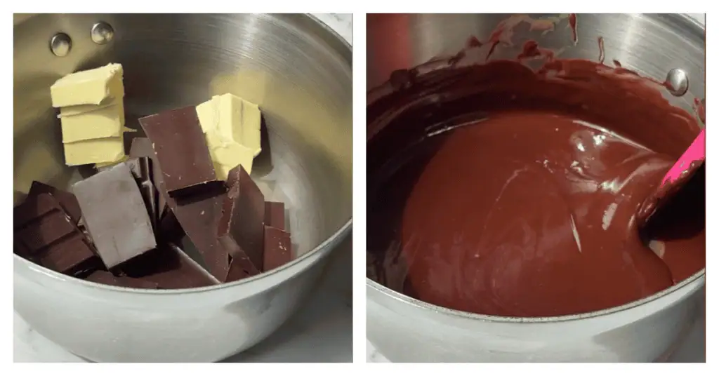 butter and chocolate melted in a saucepan