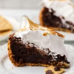 slice of smores brownie pie on a plate