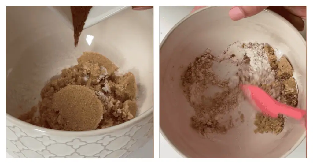 flour, brown sugar, cinnamon and salt in a bowl