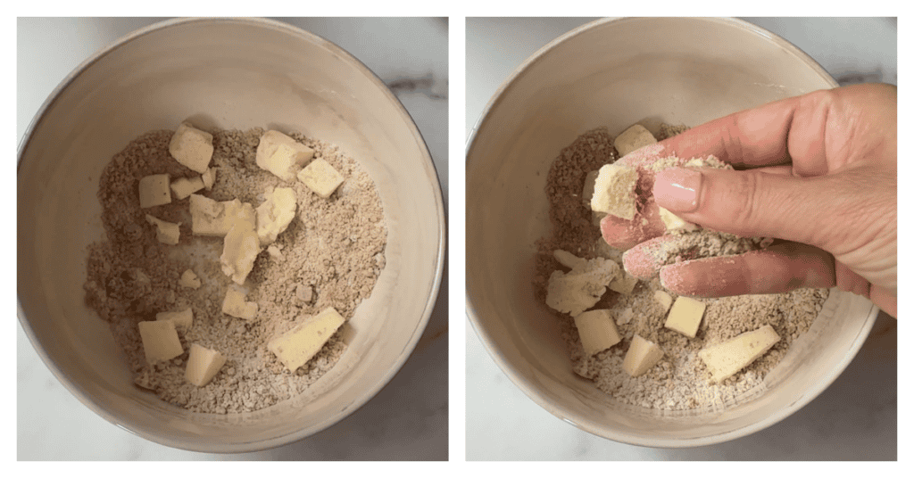 butter worked into the crumble topping