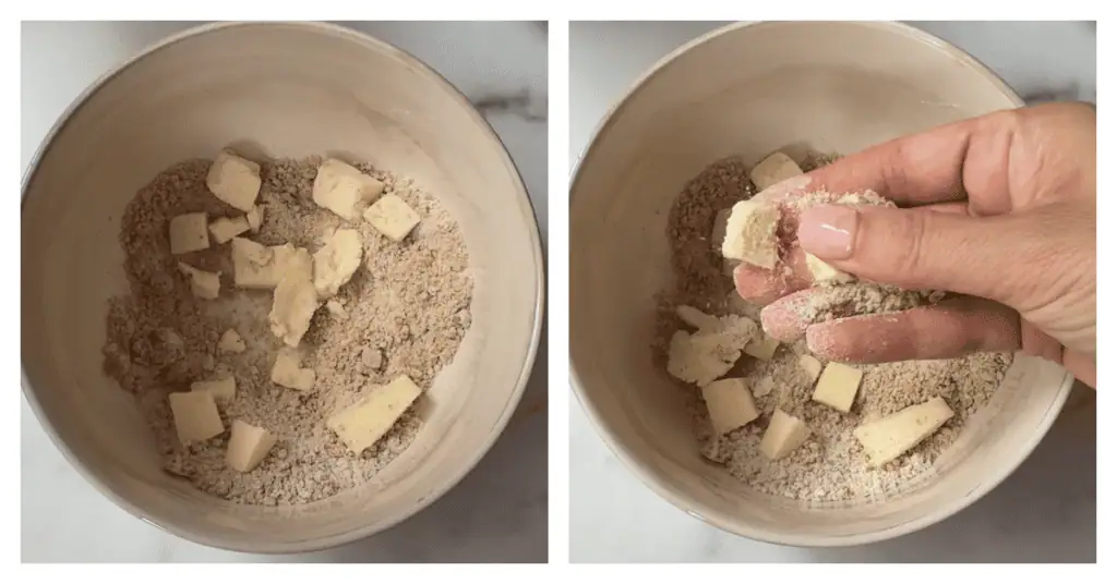 butter worked into the crumble topping