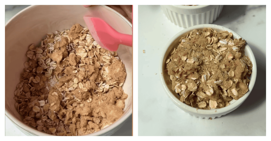oats stirred into the crumble and sprinkled on top of the apples.