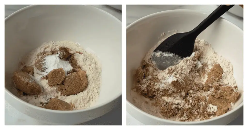 flour, brown sugar, cinnamon stirred together
