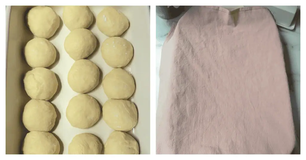 rolls placed in a pan and covered
