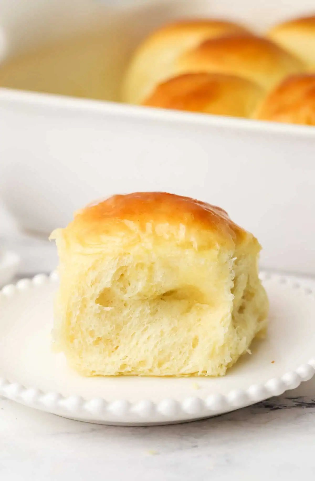 Hawaiian roll on a plate