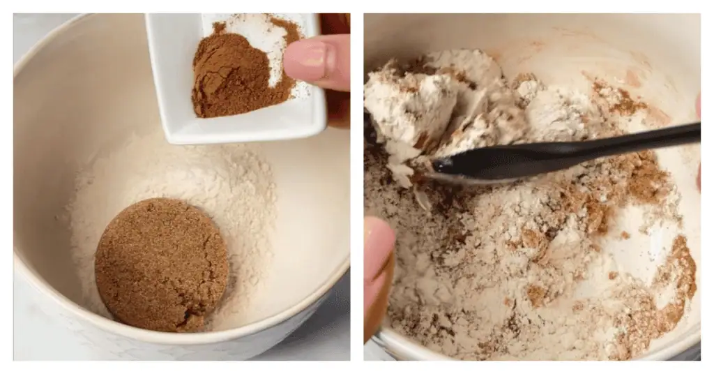 flour, brown sugar and cinnamon stirred together
