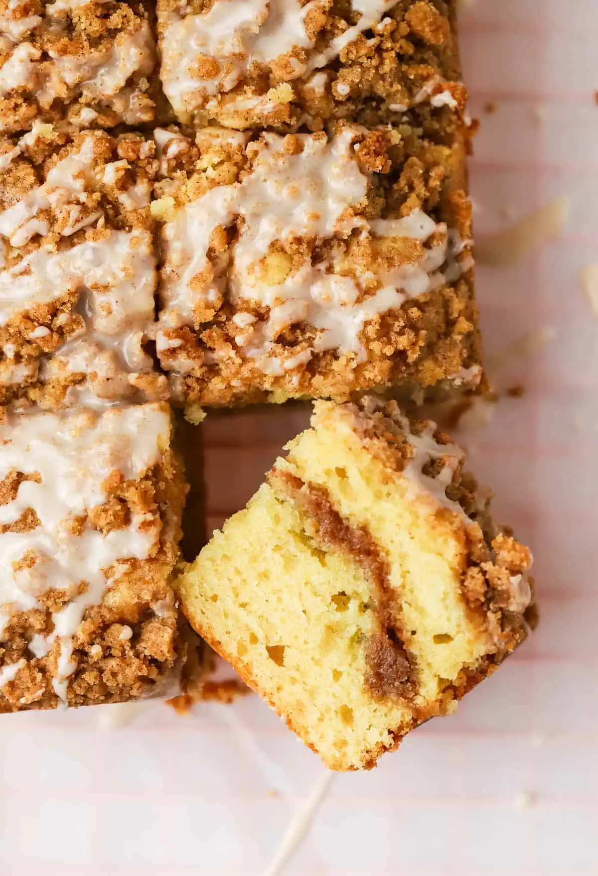 slice of mini coffee cake turned on its side