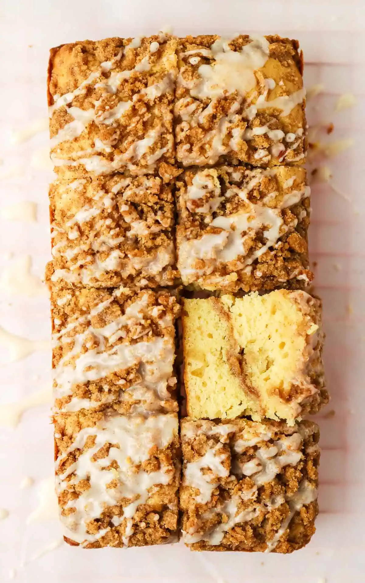 mini coffee cake cut into squares