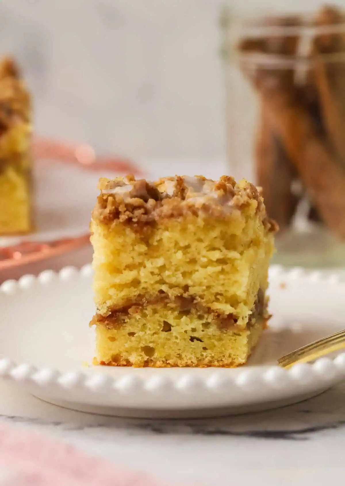 slice of coffee cake on a plate