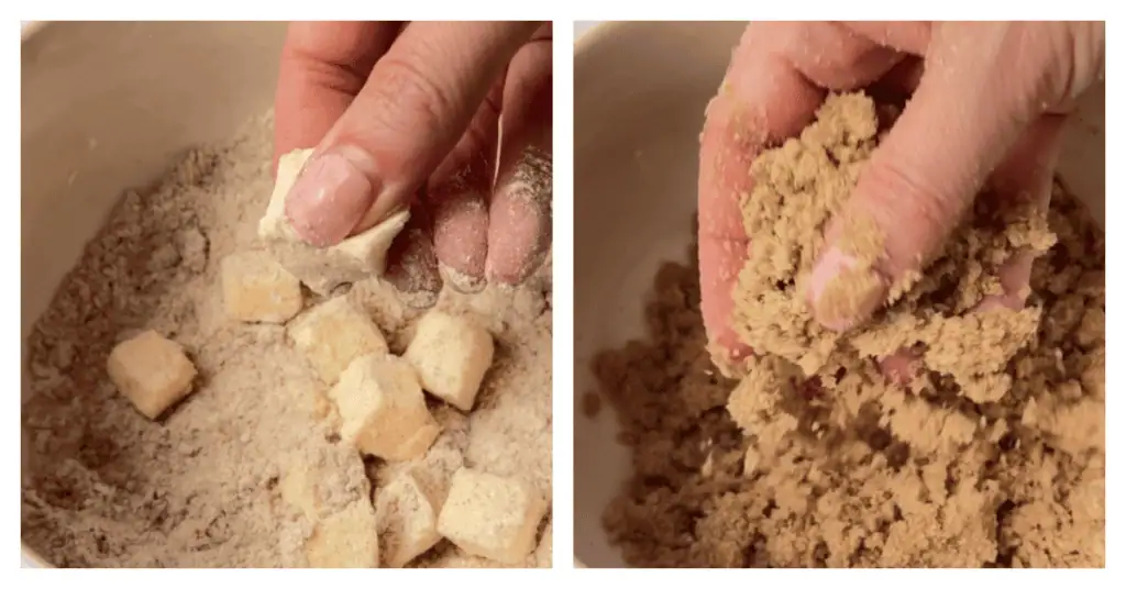 butter squished into the streusel