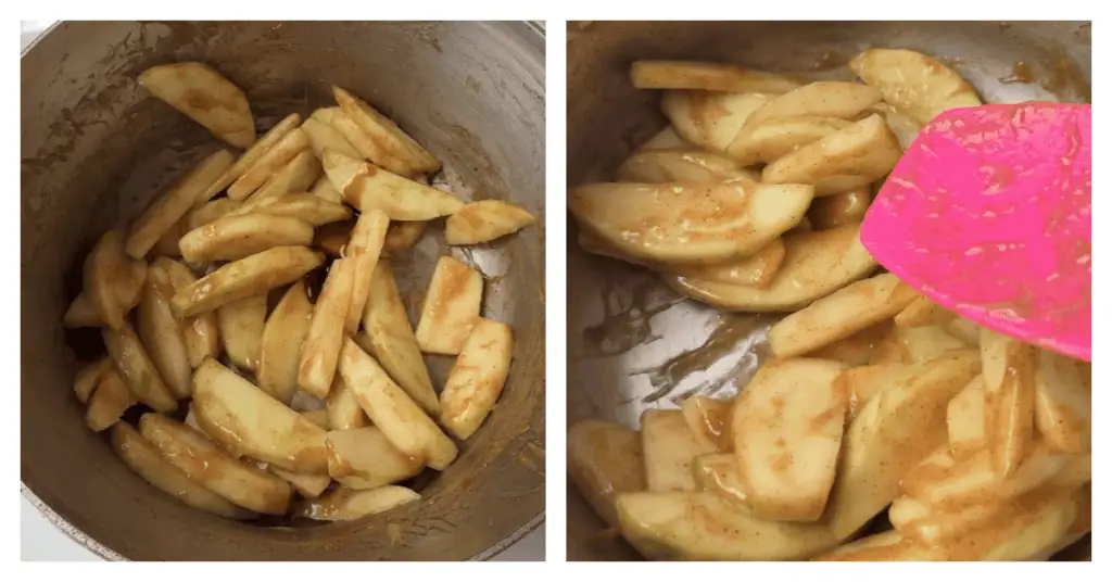 apples cooked down in a saucepan