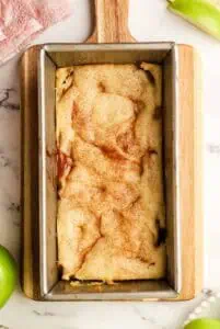 apple cobbler baked in a loaf pan