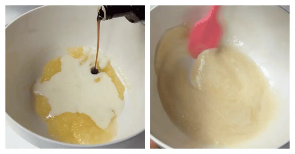 vanilla and buttermilk stirred into batter