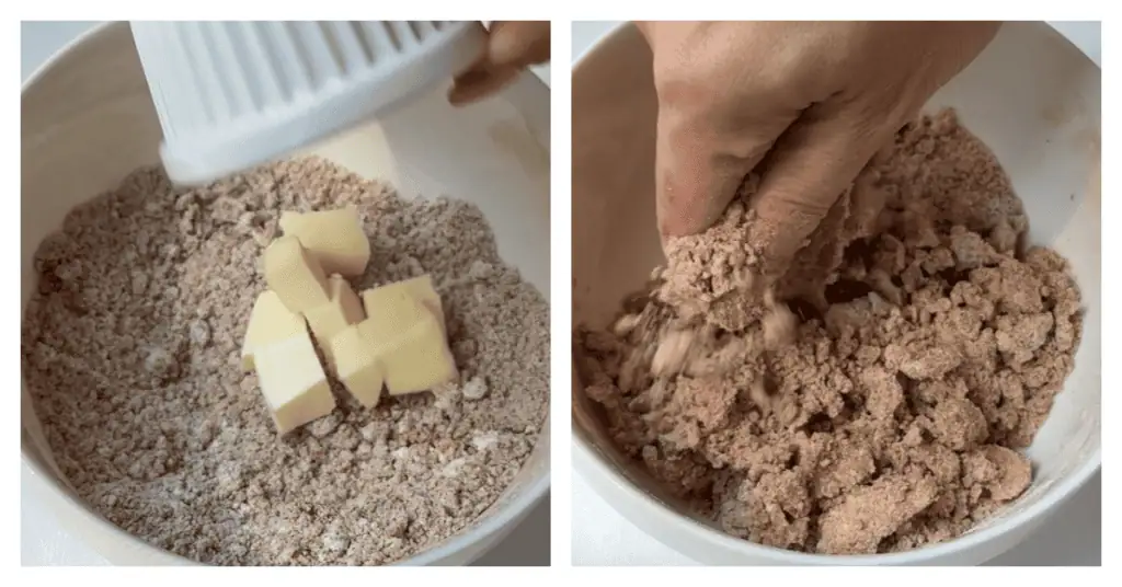 butter mixed into streusel