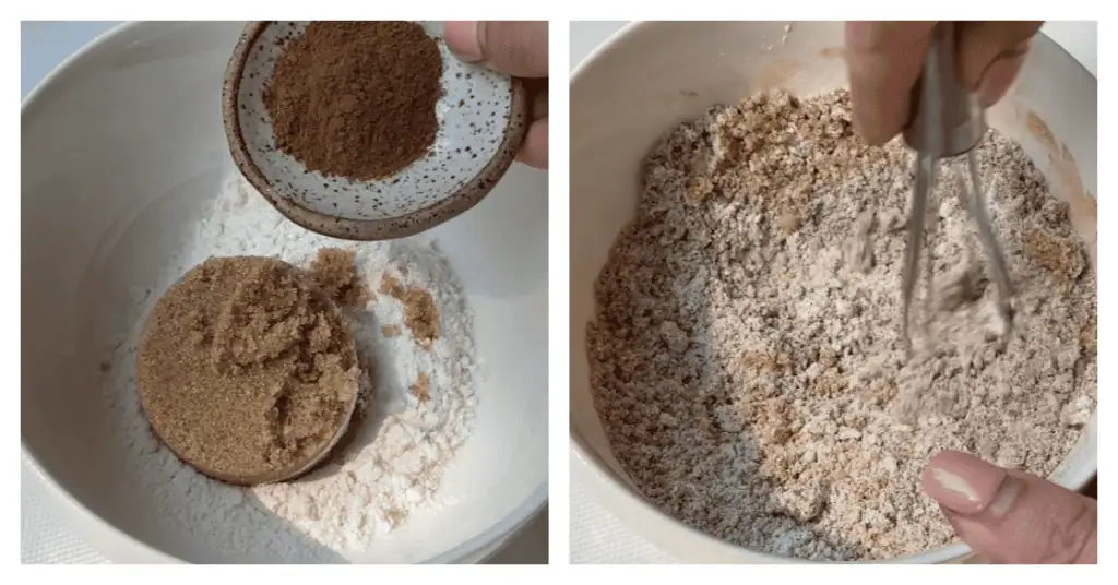 flour, brown sugar and cinnamon stirred together