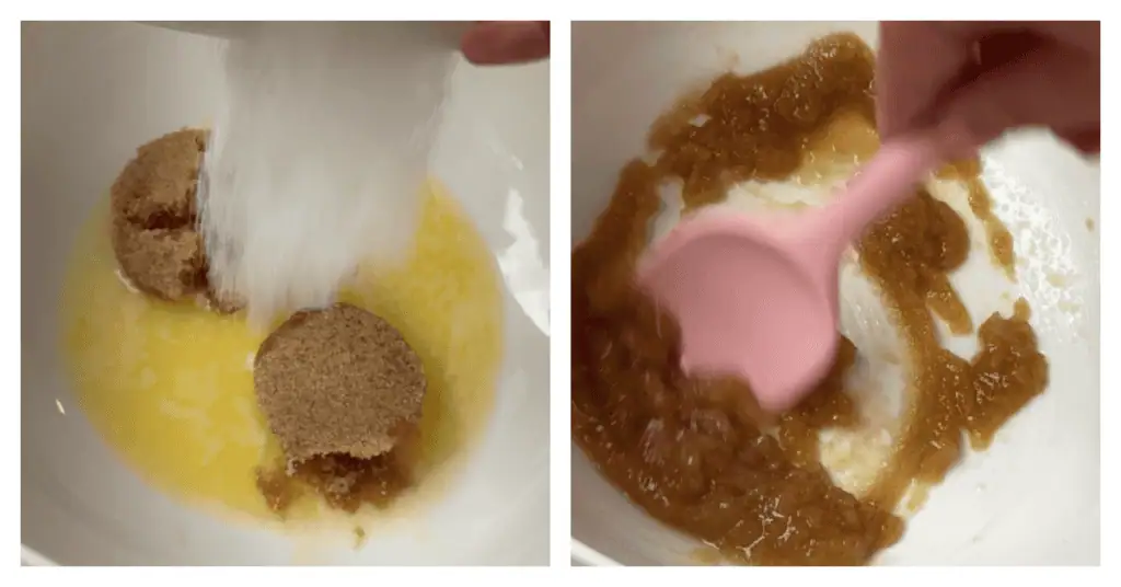 butter and sugars stirred together