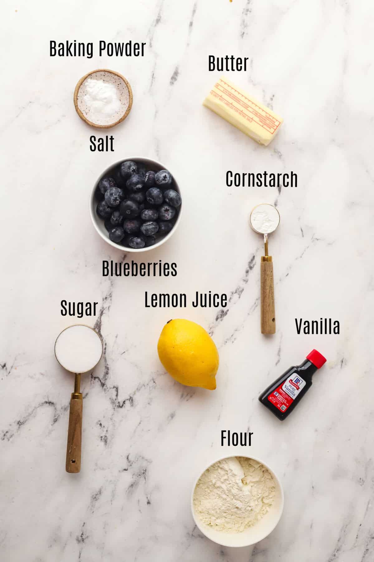 small batch blueberry crumble ingredients