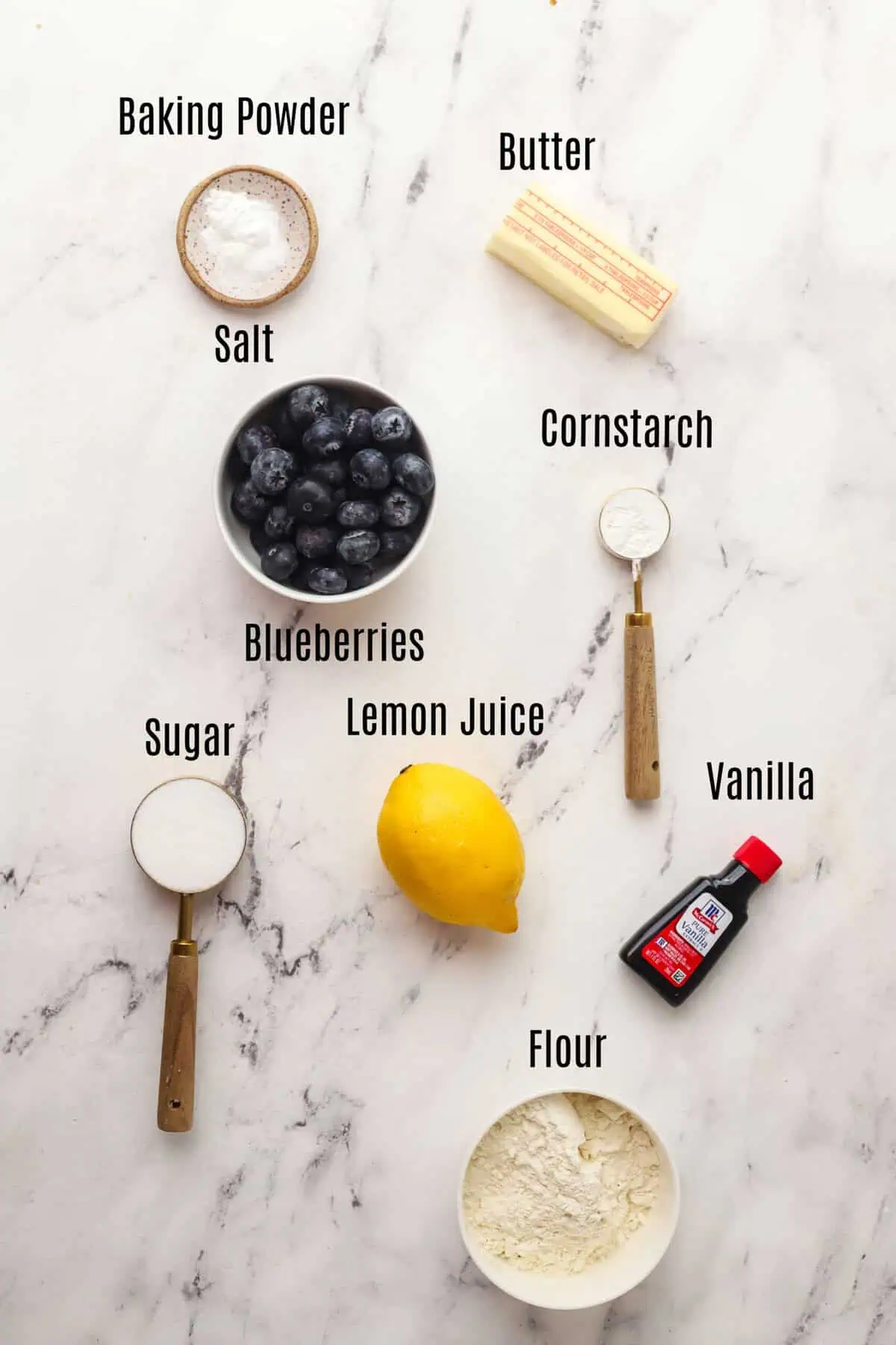 small batch blueberry crumble ingredients