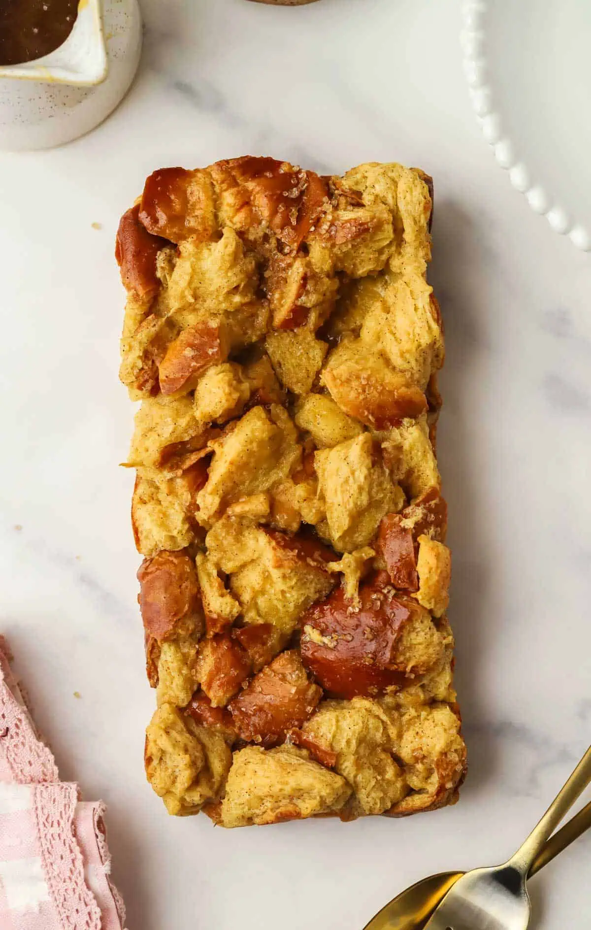 a whole small batch bread pudding uncut