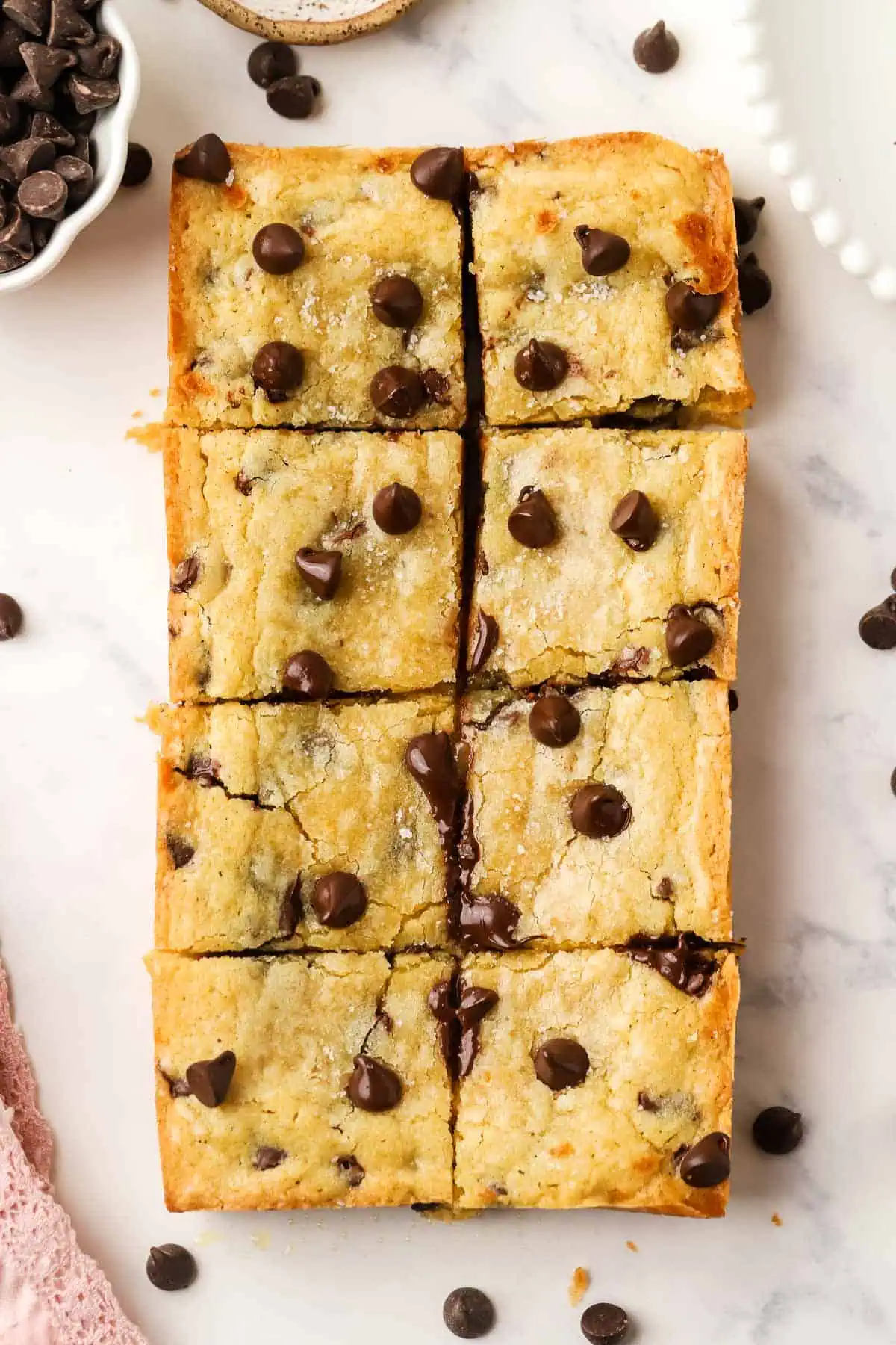 small batch cookie bars cut into squares