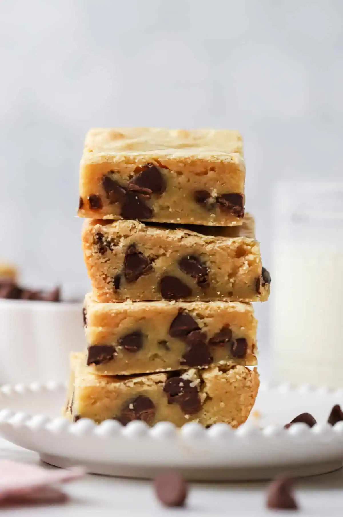 four cookie bars stacked on top of each other